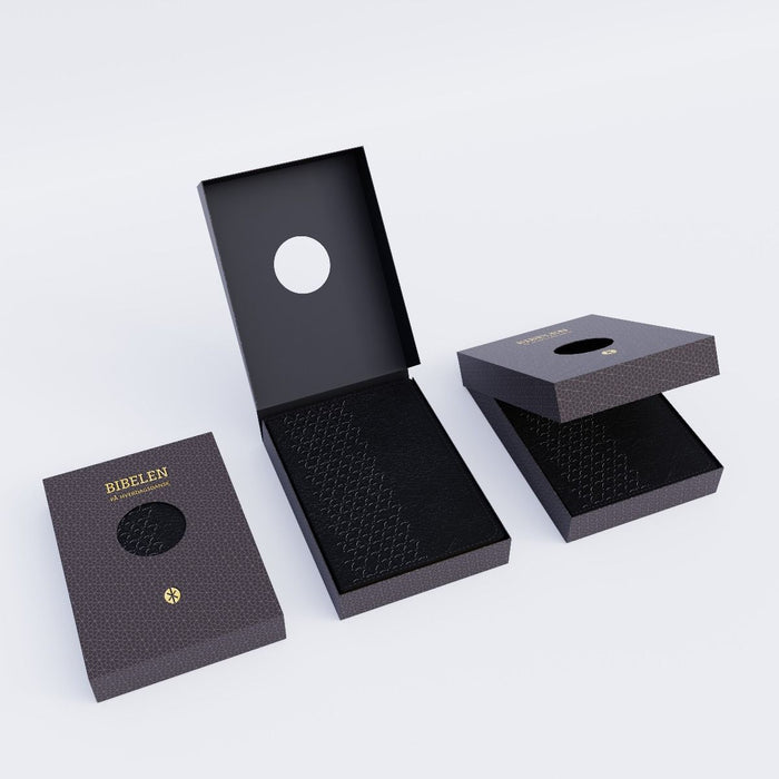 Bibelen 2023, sort, ægte læder