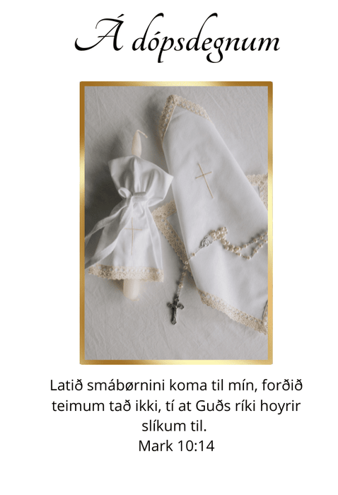 Ymisk kort Manna.fo Á dópsdegnum - Mark 10:14 (Krossur) 